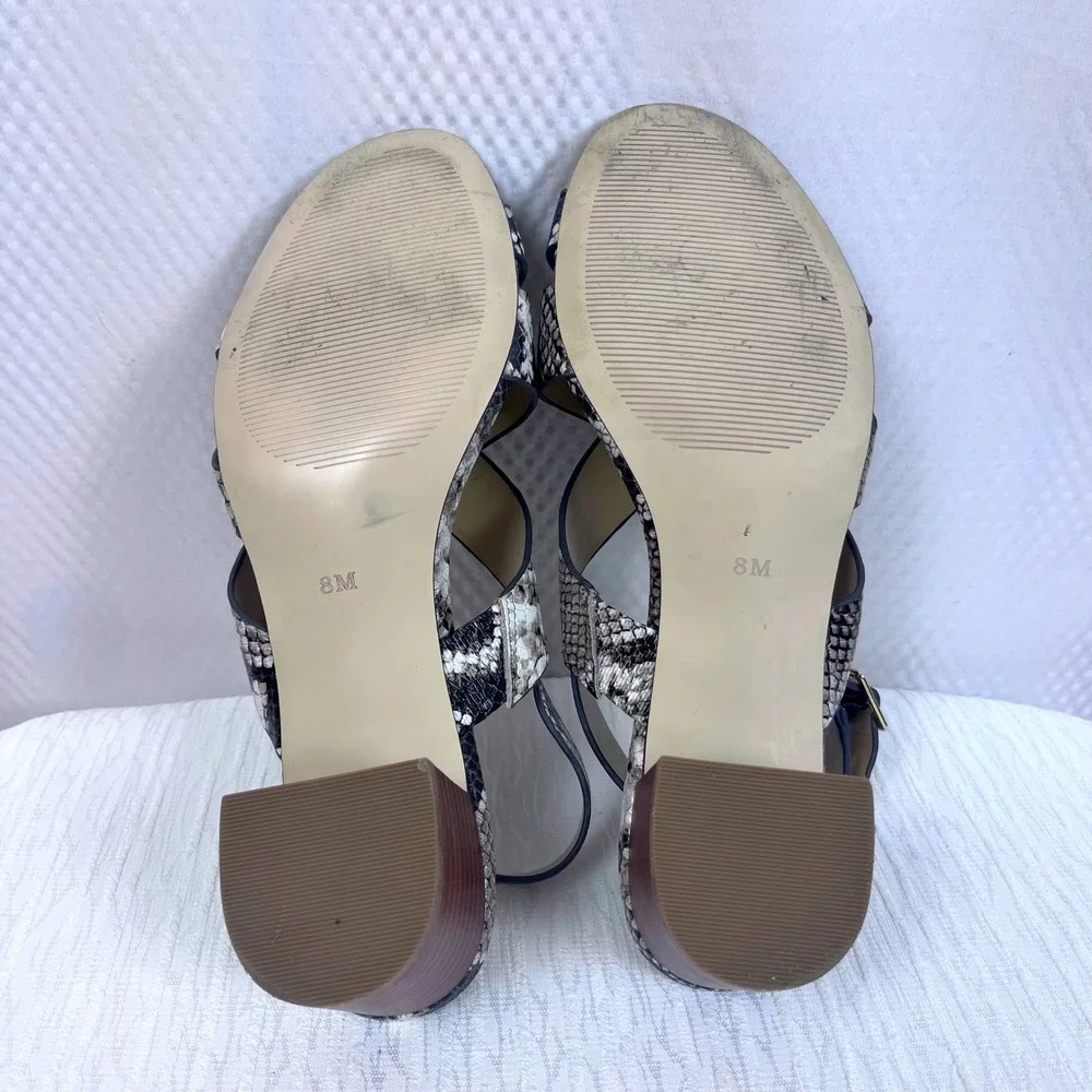 Talbots Mimi Size‎ 8M Snakeskin Print Block Heel Sandals Ankle Strap (M599)